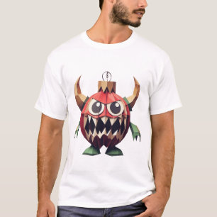 Camiseta Enfeite de demônio monstro arte de Natal assustado