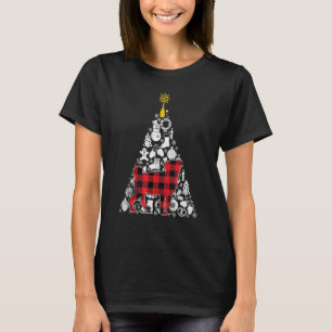 Camiseta Enfeite de Natal de Árvore de Natal Pug Xadrez Ver