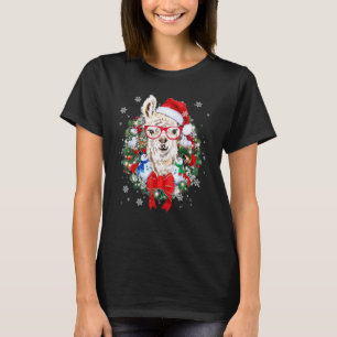 Camiseta Enfeite de Natal de Llama Coroa Decoração Xmas Pa