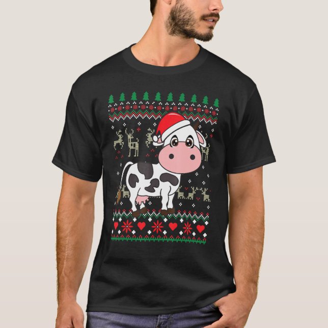 Camiseta Enfeite de Natal de Vaca Fazenda Feio (Frente)