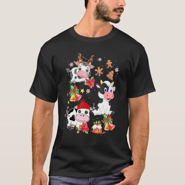 Camiseta Enfeite de Natal de Vaca Leiteira Natal (Frente)
