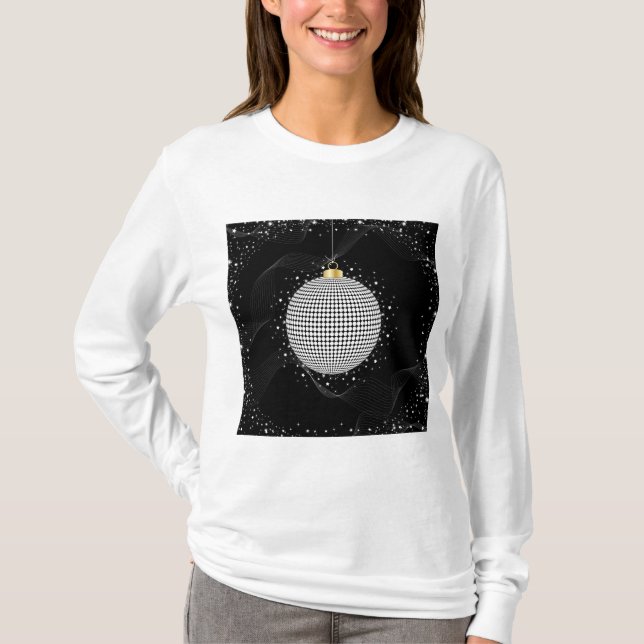 Camiseta Enfeite de Natal em forma de Bola de Discoteca Ele (Frente)