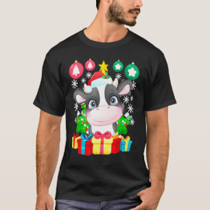Camiseta Enfeite De Natal Vaca Luzes Da Árvore De Natal Vac