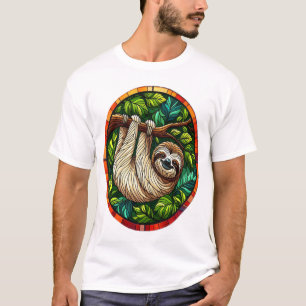 Camiseta Enfeite de Vidro Manchado de Preguiça Fofa