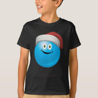 Camiseta Enfeites de natal azuis que vestem um chapéu