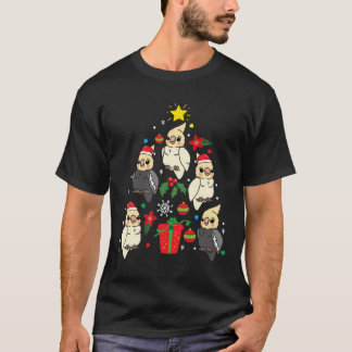Camiseta Enfeites de natal Cockatiel Árvore Xmas Mãe Pai Bi