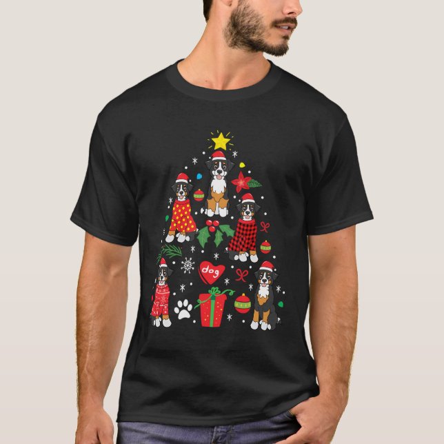 Camiseta Enfeites de natal de Bernedoodle Tree Engraçado Mã (Frente)