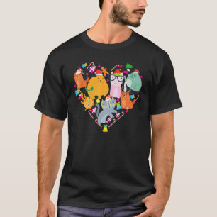 Camiseta Enfeites de Natal de Gato Coração Papai Noel Doce