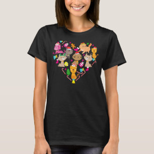 Camiseta Enfeites de Natal de Gato Coração Santa Doce Gato