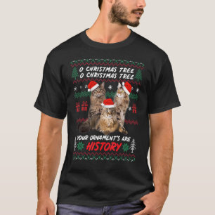 Camiseta Enfeites de natal de Gatos Família PJS Maine Coon