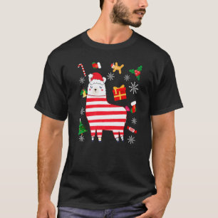 Camiseta Enfeites de Natal de Llama de Pijama Para Homens M