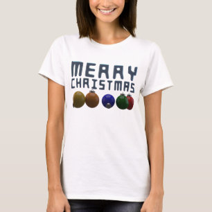 Camiseta enfeites de natal de Tipografia de Natal Feliz 3D
