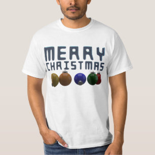 Camiseta enfeites de natal de Tipografia de Natal Feliz 3D