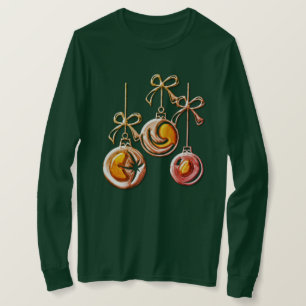 Camiseta Enfeites de Natal Dourados e Laços