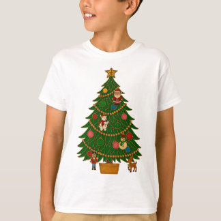 Camiseta Enfeites de Natal em forma de Personagens em Arte