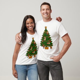 Camiseta Enfeites de Natal em forma de Personagens em Árvor