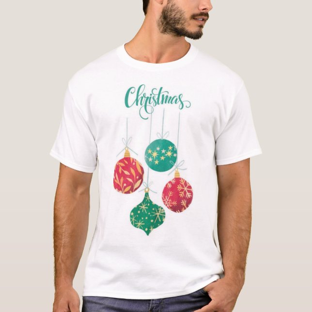Camiseta Enfeites de natal festivo (Frente)