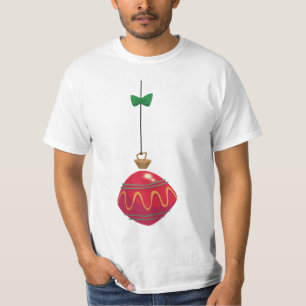 Camiseta Enfeites de natal Vermelho Retroativo com um Arco