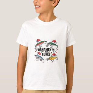 Camiseta Enfeites e Iscas Natal Divertido Papai Noel Pescan
