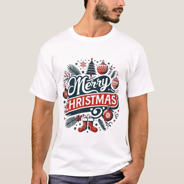 Camiseta Enfeites Festivos de Natal (Frente)