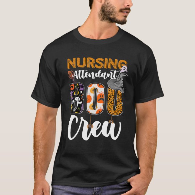 Camiseta Enfermagem de Boo Crew Combinação de Halloween (Frente)