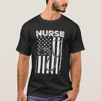 Camiseta Enfermagem Patriot Dos Eua Com Enfermeira Va Flag 