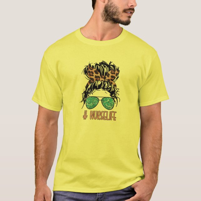 Camiseta Enfermeira Amarelo de Verão Motif Para Mulheres E  (Frente)