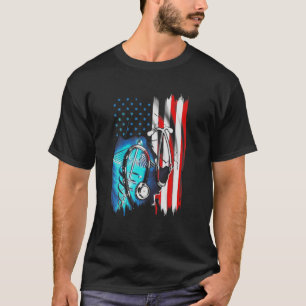 Camiseta Enfermeira American Flag Enfermeira Médica 4.ª De