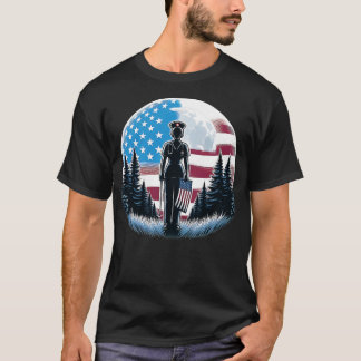 Camiseta Enfermeira Americana Bandeira Cheia Moon Enfermand