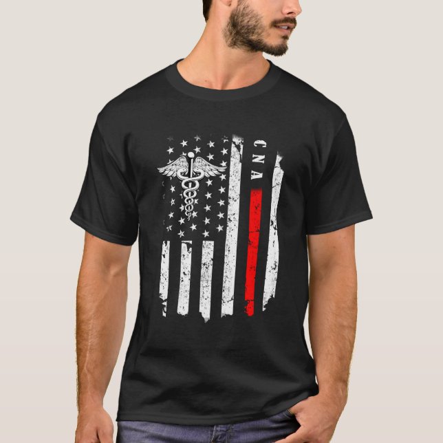 Camiseta Enfermeira Americana Bandeira Cna Costume Nurs Day (Frente)