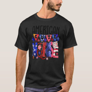 Camiseta Enfermeira Americana Cute Bandeira Americana Patri