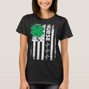 Camiseta Enfermeira Americana Dia de São Patrício Shamrock