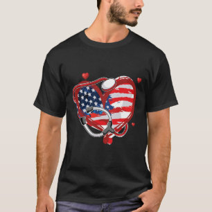 Camiseta Enfermeira Americana Em 4 De Julho, Bandeira Patri