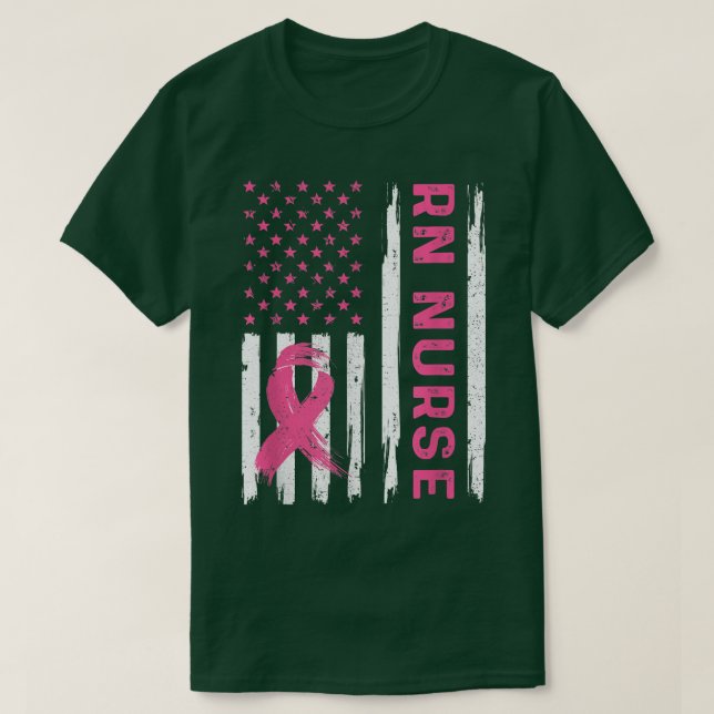 Camiseta Enfermeira Americana Enfermeira Cancer Awarene (Frente do Design)