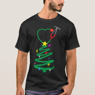 Camiseta Enfermeira Árvore de Natal Enfermeira Estetoscópio