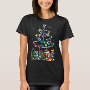 Camiseta Enfermeira Árvore de Natal Stethoscope RN LPN Scru