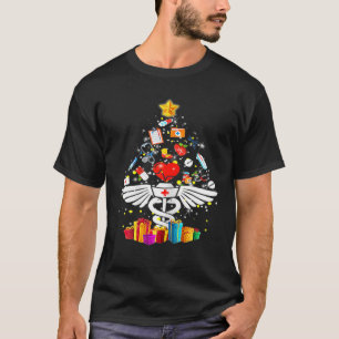 Camiseta Enfermeira Árvore de Natal Stethoscope RN LPN Scru