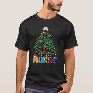 Camiseta Enfermeira Árvore de Natal Stethoscope RN LPN Scru
