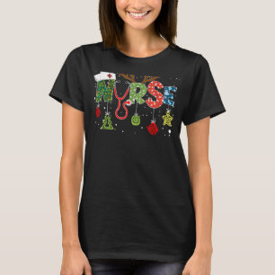 Camiseta Enfermeira Árvore de Natal Stethoscope RN LPN Scru