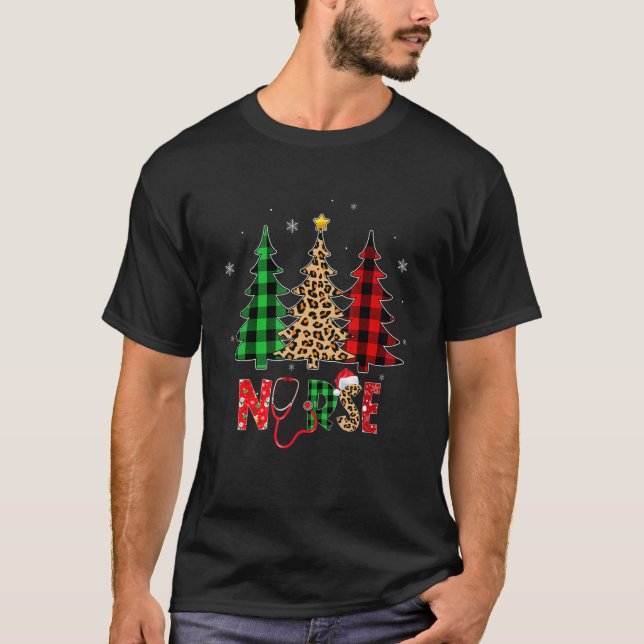 Camiseta Enfermeira Árvore de Natal Stethoscope RN LPN Scru (Frente)