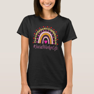 Camiseta Enfermeira Assistente Social Leopardo Arco-íris Se