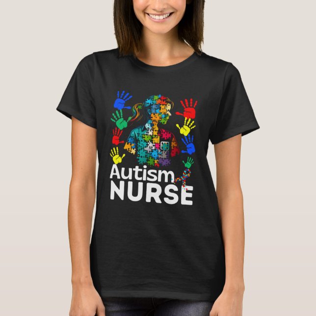 Camiseta Enfermeira Autismo Navegando Autismo Desmascarando (Frente)