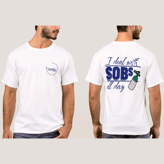 Camiseta Enfermeira Azul Funny 2 lado Tipografia Oxygen SOB