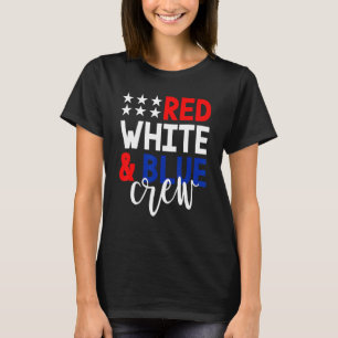Camiseta Enfermeira Azul Vermelho Tripulação Sol 4 De Julho