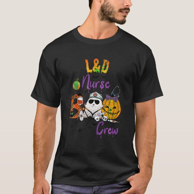 Camiseta Enfermeira Boo Crew Engraçado Pumpkin Bat Boo Nurs (Frente)
