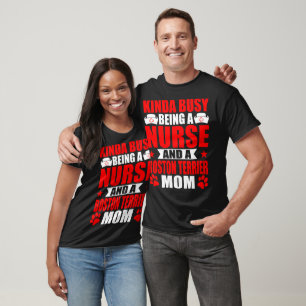 Camiseta Enfermeira Boston Terrier Dog Cat Mãe Gift