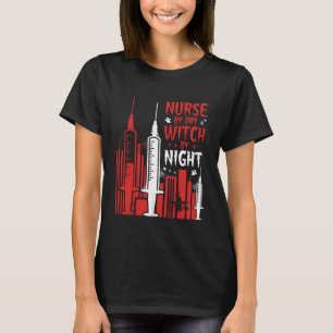 Camiseta Enfermeira Bruxa Design de Paisagem Urbana de Hall