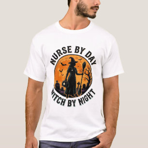 Camiseta Enfermeira Bruxa Halloween Vintage Desenho de Turn