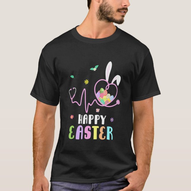 Camiseta Enfermeira Bunny Stethoscope Ovos de Felz pascoa C (Frente)