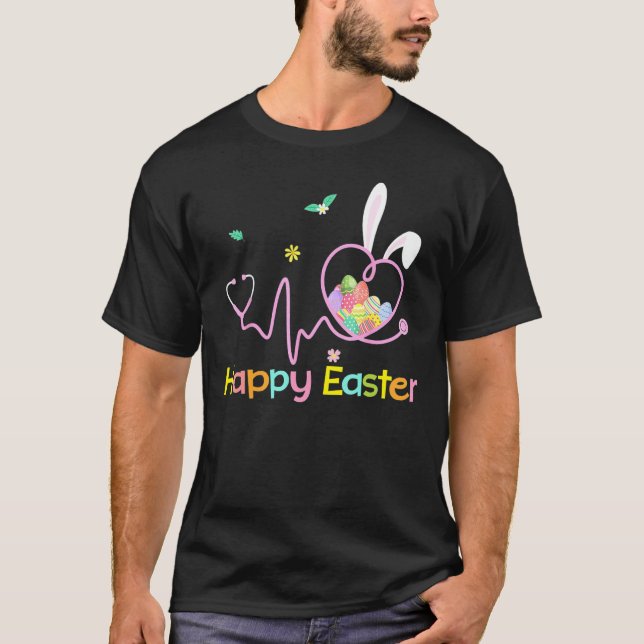 Camiseta Enfermeira Bunny Stethoscope Ovos de Felz pascoa C (Frente)
